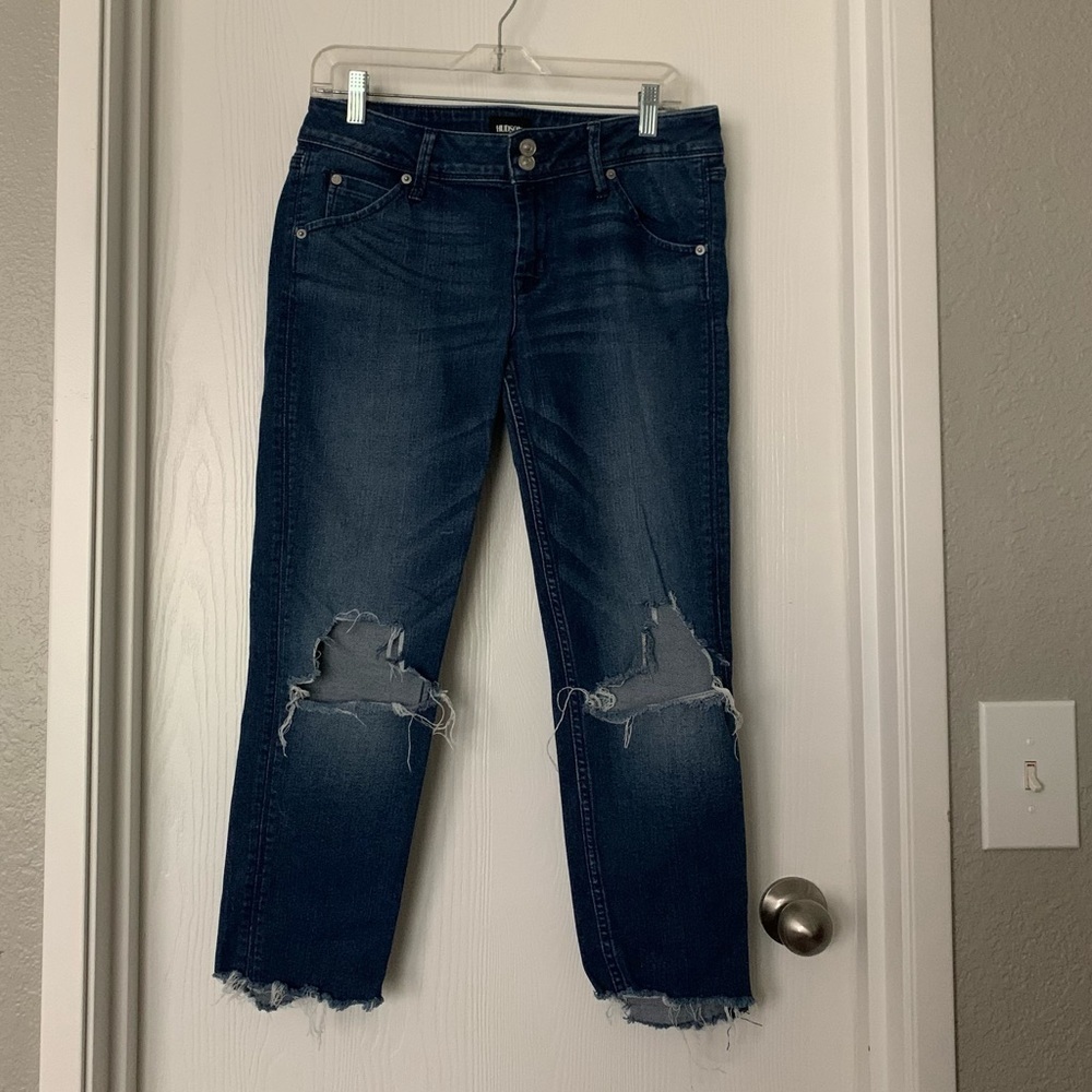 Hudson Distressed Collin Flap Skinny Crop Sz 29